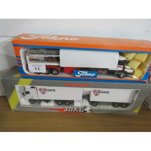 11 - Two boxed model trucks to include Joal DPD and Tekno Klaeser