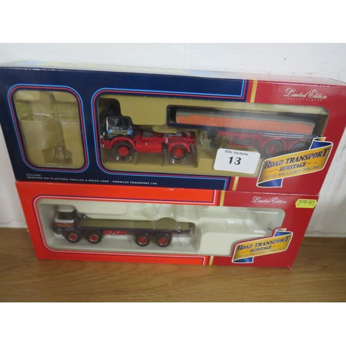 13 - Two boxed Corgi Limited Edition trucks to include Knowles Transport and H. B & H - both from Road Tr... 
