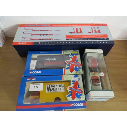 18 - Four boxed model diecast to include two Corgi on the move, Cararama and Noteboom semi-lowloader - al... 