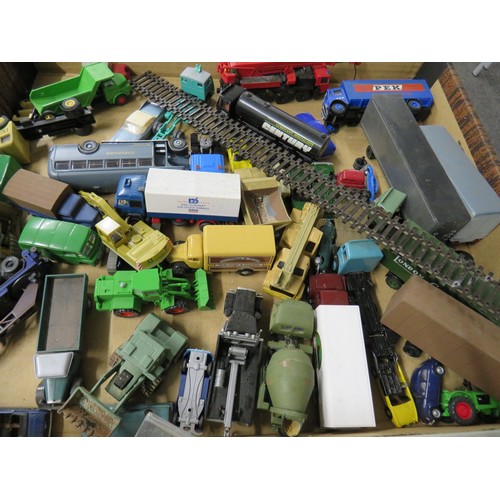 28 - Job lot of model railway items to include trains, trackside vehicles, track etc