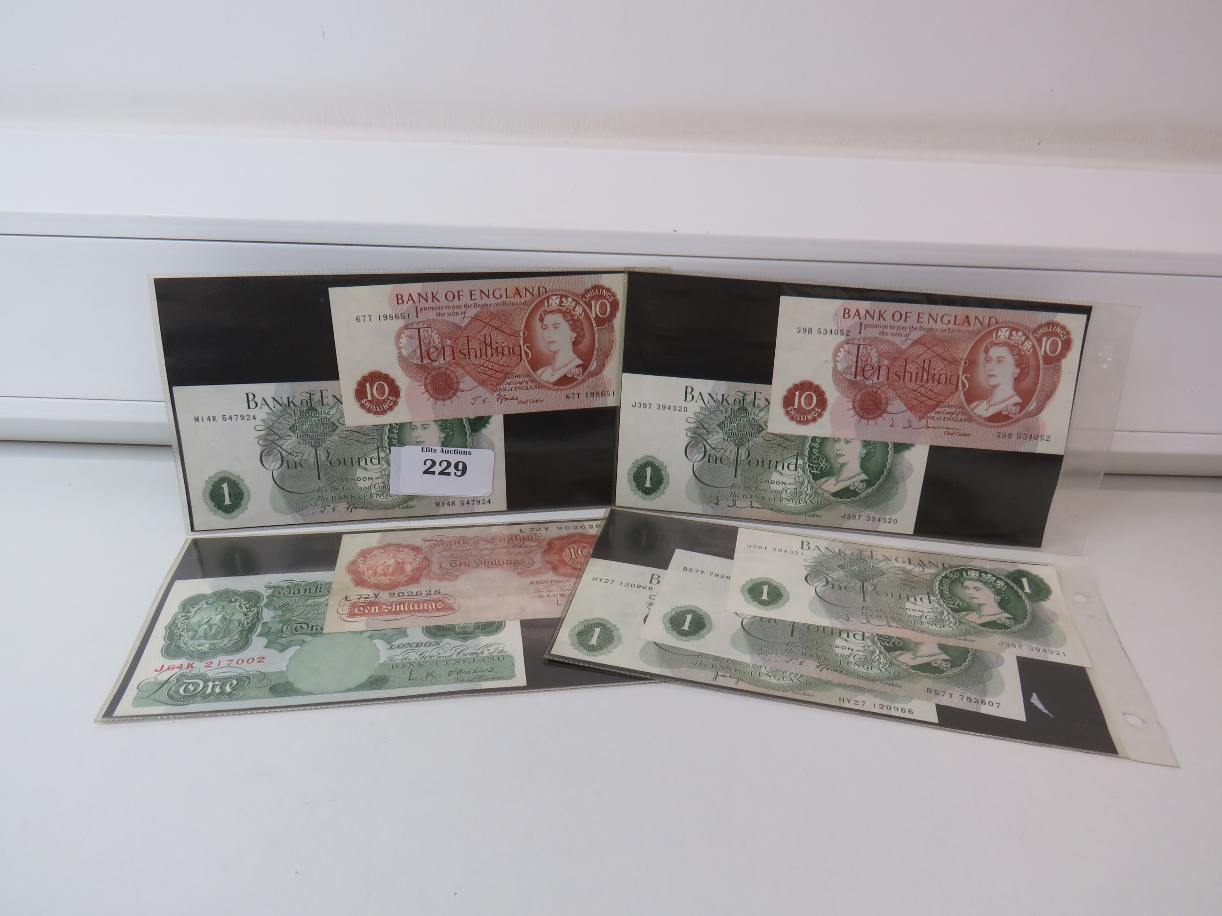 Nine Ten Shilling and One Pound notes