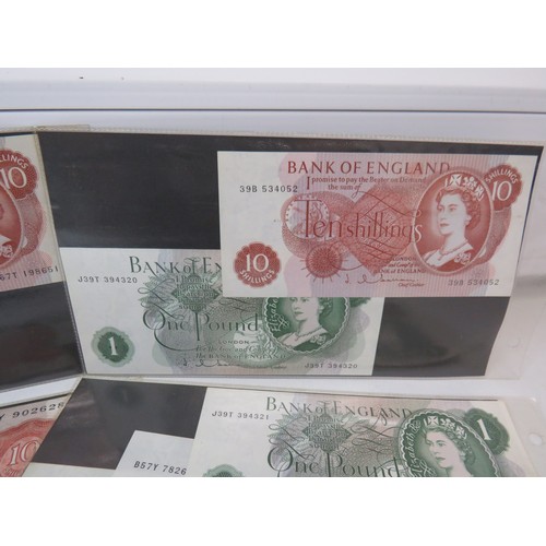 Nine Ten Shilling and One Pound notes