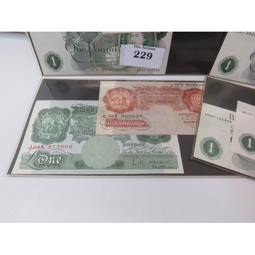 Nine Ten Shilling and One Pound notes