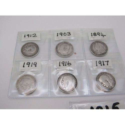 13 - Ten pre 1920 silver Threepence coins.