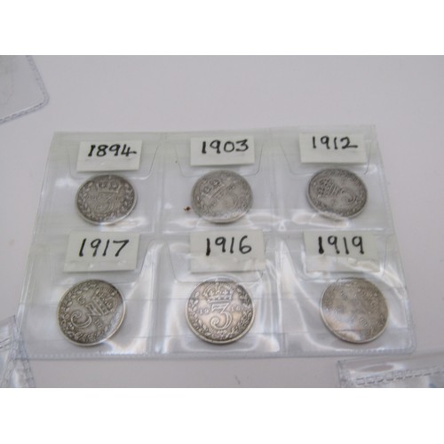 13 - Ten pre 1920 silver Threepence coins.