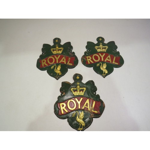 107 - Three metal royal insurance company firemark signs