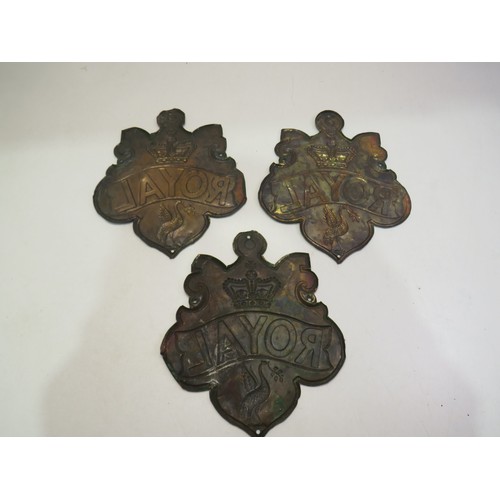 107 - Three metal royal insurance company firemark signs