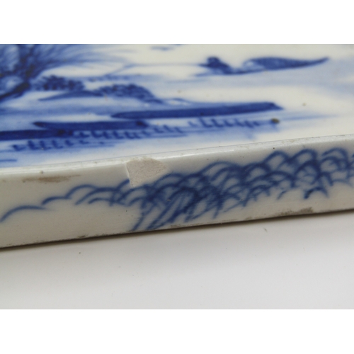 74C - Antique Chinese hand painted blue and white underglaze porcelain dish.