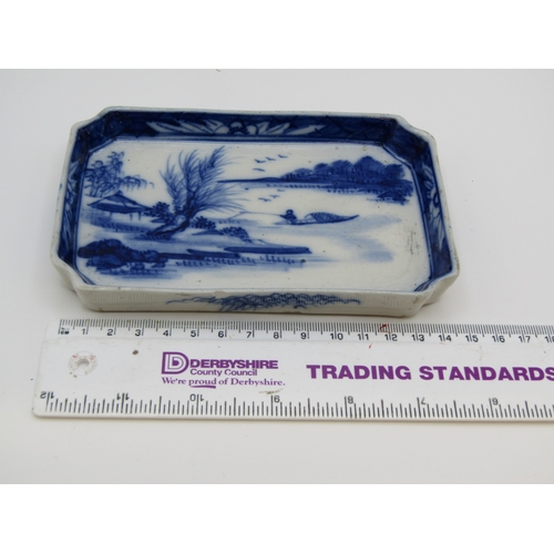 74C - Antique Chinese hand painted blue and white underglaze porcelain dish.