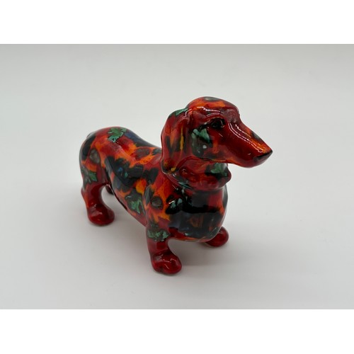 100A - Anita Harris Dachshund dog- signed in gold