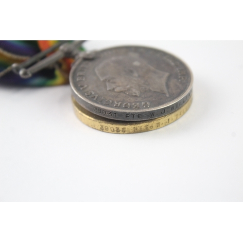 13 - WW1 Medal Pair Named- 39031 Pte W.J Williams Glouc Regt