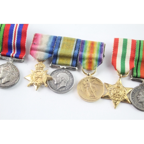 16 - Mounted Miniature Medal Groups Inc WW1 1914-15 Trio, WW2 Italy Star Group, Etc