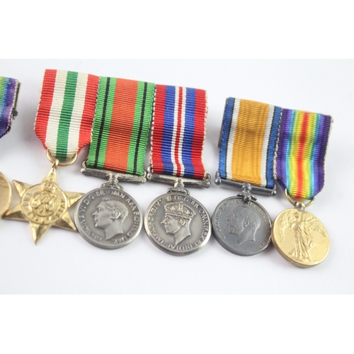 16 - Mounted Miniature Medal Groups Inc WW1 1914-15 Trio, WW2 Italy Star Group, Etc