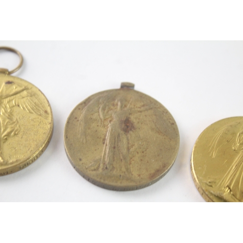 18 - WW1 Victory Medals To S.Lt Wallace RNR, Pte Norman Durh L.I & Pte Bridger Suss R