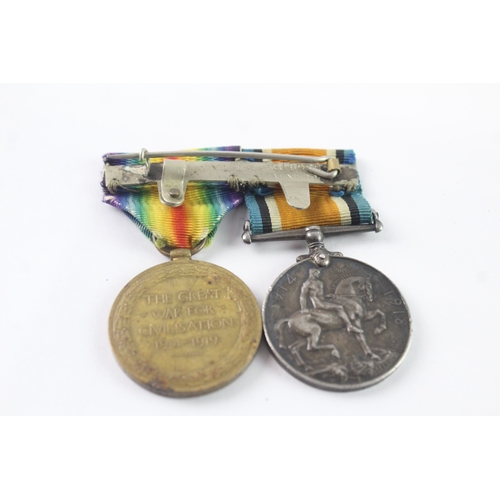 19 - Mounted WW1 Medal Pair Named- 406259  Dvr A. Taylor R.E