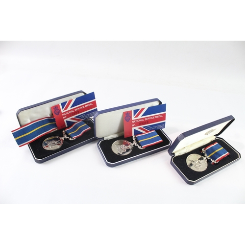 2 - Boxed National Service Medals Inc Two Certificates Of Authenticity
