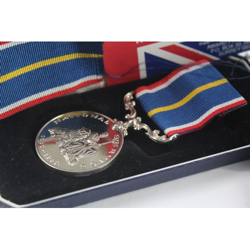 2 - Boxed National Service Medals Inc Two Certificates Of Authenticity