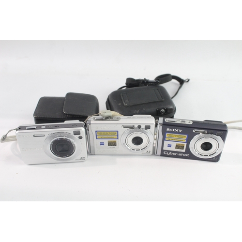 27 - Digital Compact Cameras Working Inc Sony W80, W130 & W90 x 3