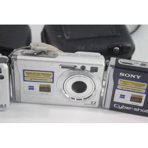 27 - Digital Compact Cameras Working Inc Sony W80, W130 & W90 x 3