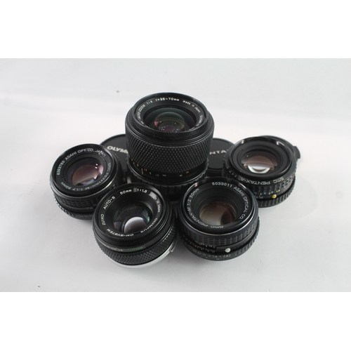 33 - Manual Focus Camera Lenses Working Inc Olympus & Pentax Etc x 5