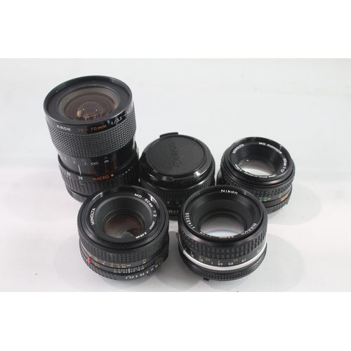 34 - Manual Focus Camera Lenses Working Inc Minolta, Canon & Nikon Etc x 5