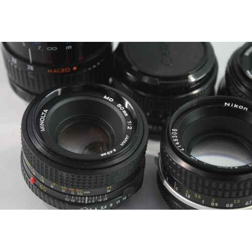 34 - Manual Focus Camera Lenses Working Inc Minolta, Canon & Nikon Etc x 5