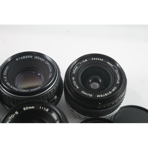 43 - Manual Focus Camera Lenses Working Inc Olympus & Pentax Etc x 5