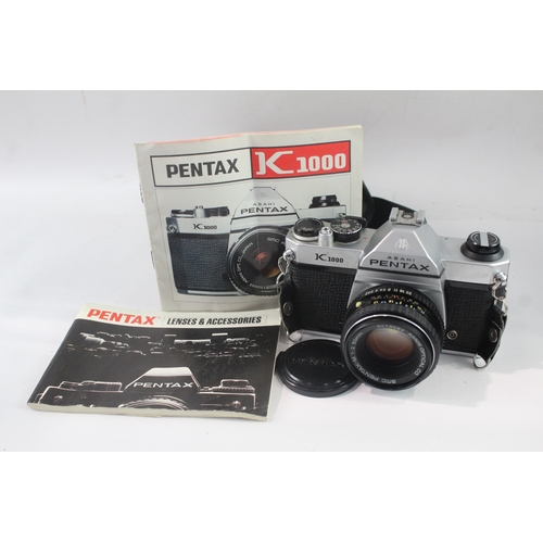 45 - Vintage Asahi Pentax K1000 SLR Film Camera Working with Pentax-M 50mm F/2 Lens