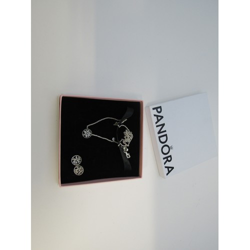 107 - Pandora sterling silver necklace and earring set