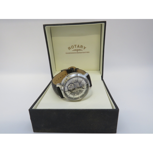 121 - Boxed Rotary skeleton watch