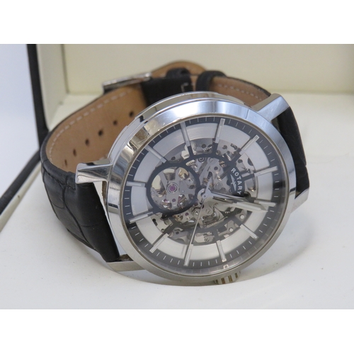 121 - Boxed Rotary skeleton watch