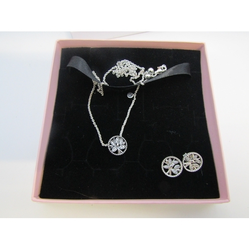 107 - Pandora sterling silver necklace and earring set