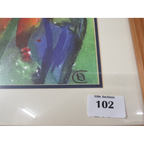 102 - Two wooden framed Sunflowers signed paintings