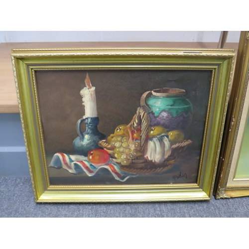 109 - Four large framed oil paintings.