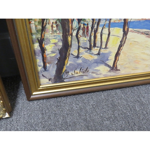 109 - Four large framed oil paintings.