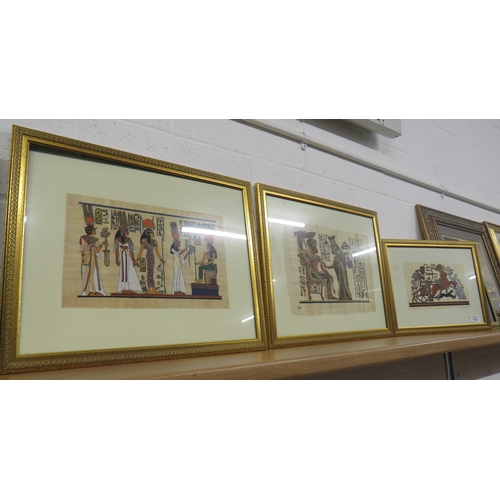 116 - Three framed Egyptian papyrus pictures.
