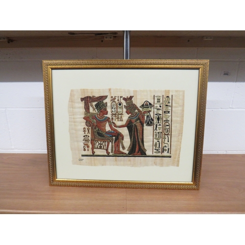 116 - Three framed Egyptian papyrus pictures.