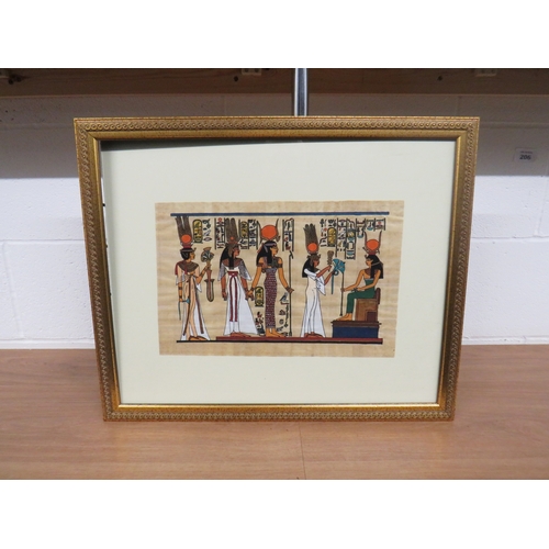 116 - Three framed Egyptian papyrus pictures.