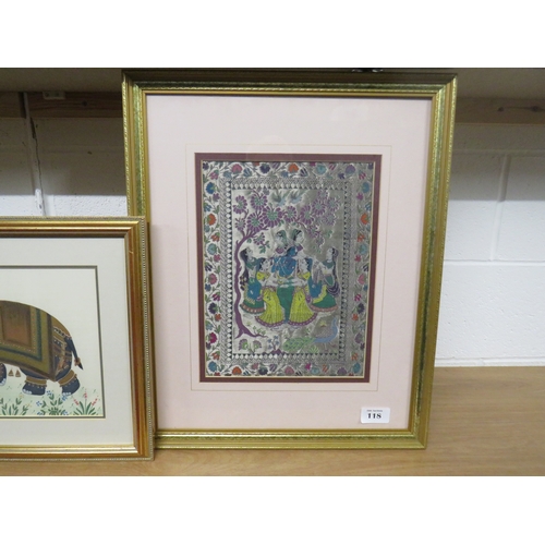 118 - Three framed oriental pictures.