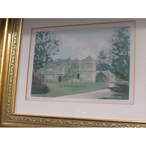 121 - Three gold gilt framed pictures including watercolour painting.