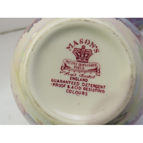 8 - A set of three Mason's pearl lustre Fruit Basket design Ginger jars.