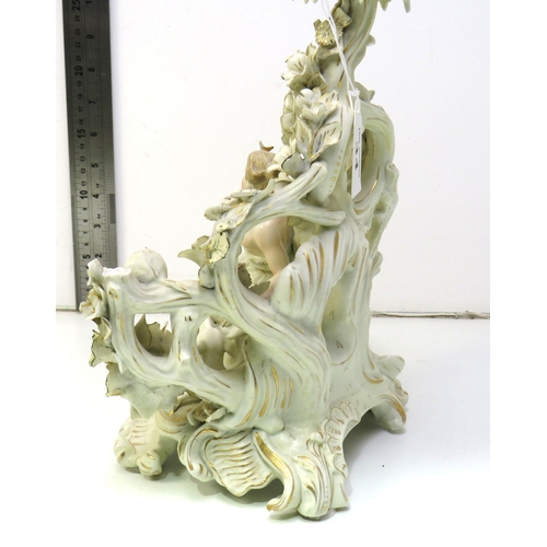 34 - Antique German Sitzendorf rococo porcelain figural (Psyche and dog) candelabrum c1870.