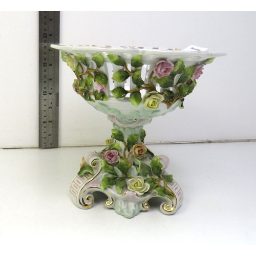 46 - Antique German Schierholz centrepiece compote bowl with floral decoration.