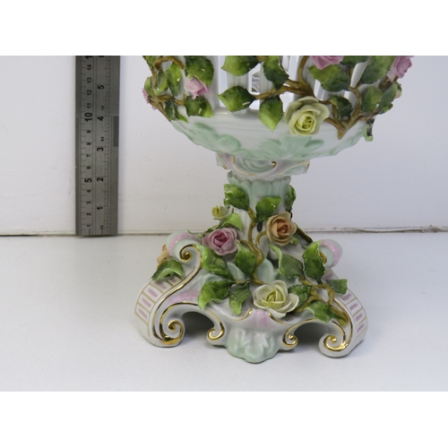 46 - Antique German Schierholz centrepiece compote bowl with floral decoration.