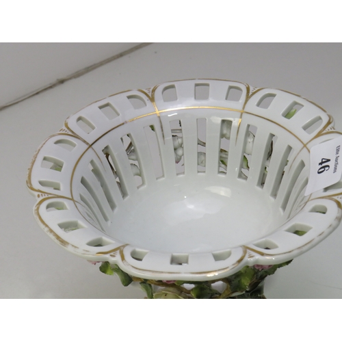 46 - Antique German Schierholz centrepiece compote bowl with floral decoration.