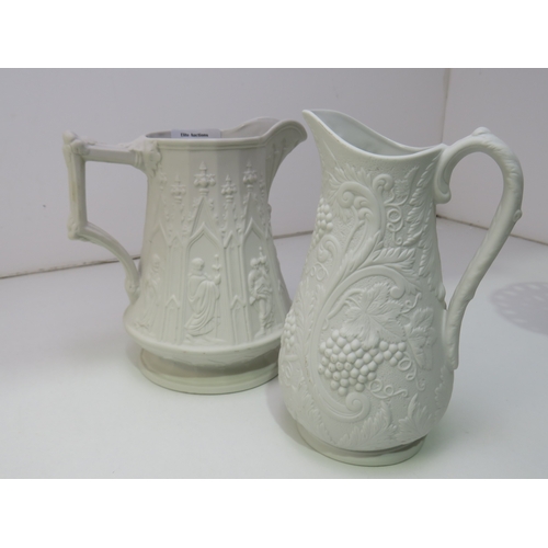 47 - Two vintage Parian ware pouring jugs.