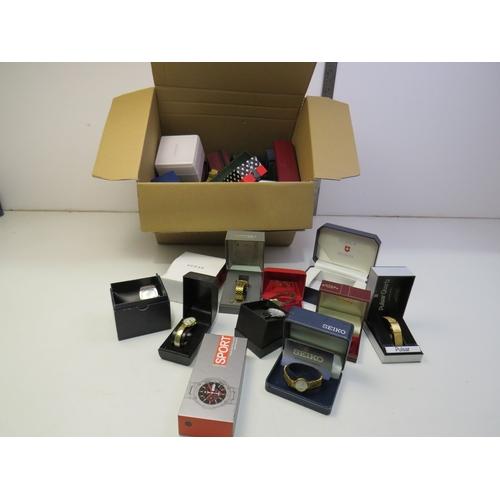 404 - Job lot of boxed watches to include Seiko, Rotary etc