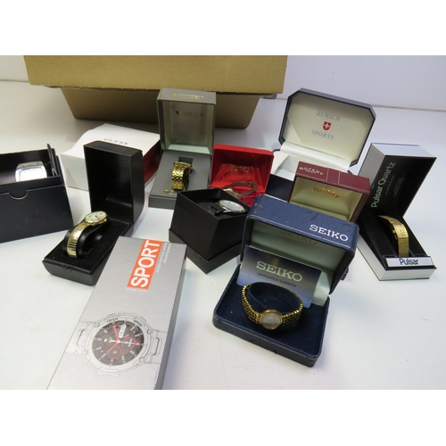 404 - Job lot of boxed watches to include Seiko, Rotary etc
