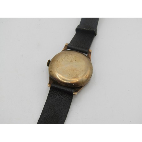 60K - Vintage 9ct Gold Smiths De Luxe 17 Jewel wrist watch