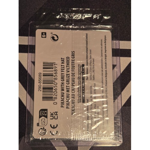 2 - Pokémon Pikachu with grey felt hat in original sealed packet